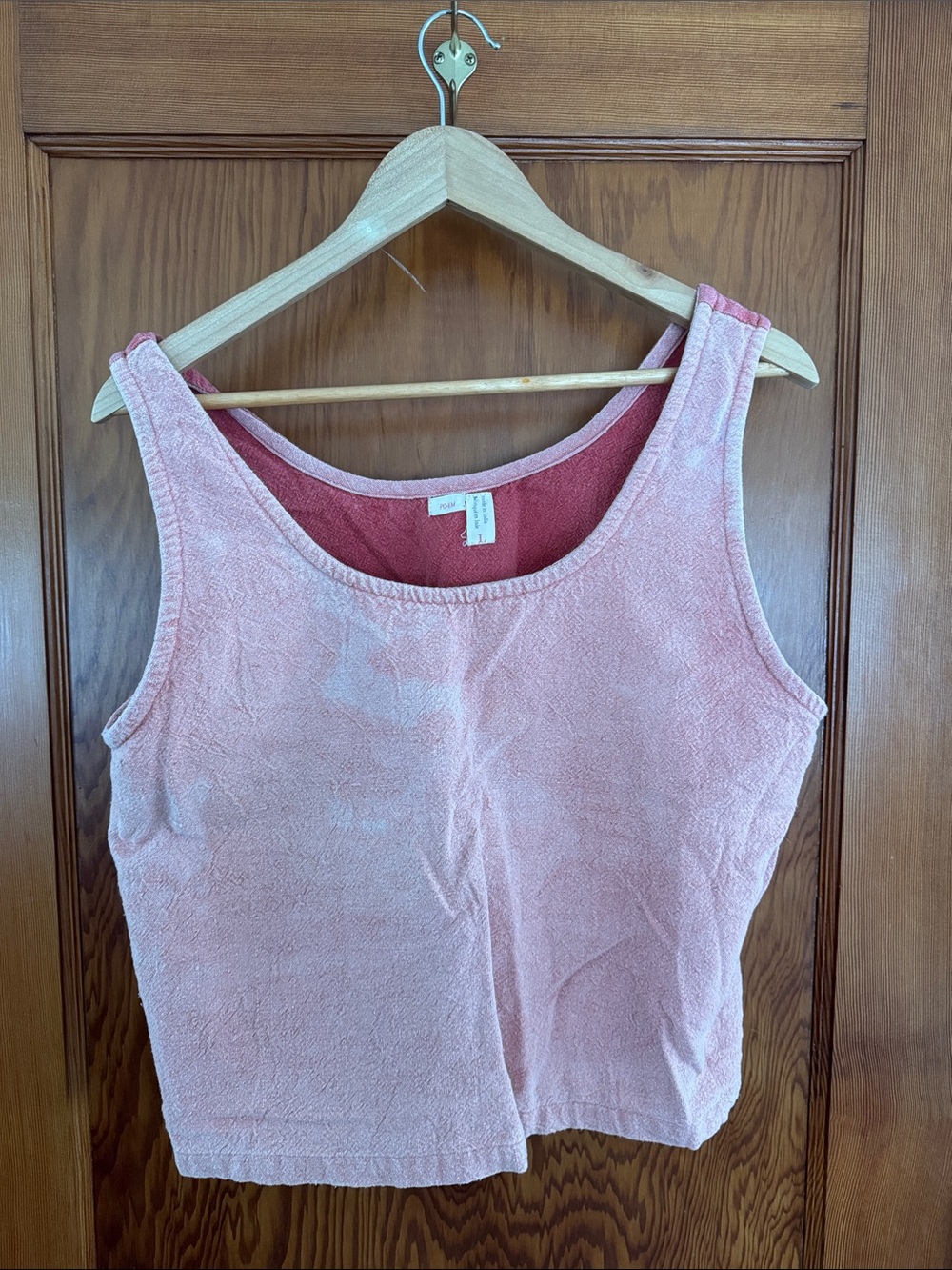 Textured Light Pink Tank Top with Scoop Neck